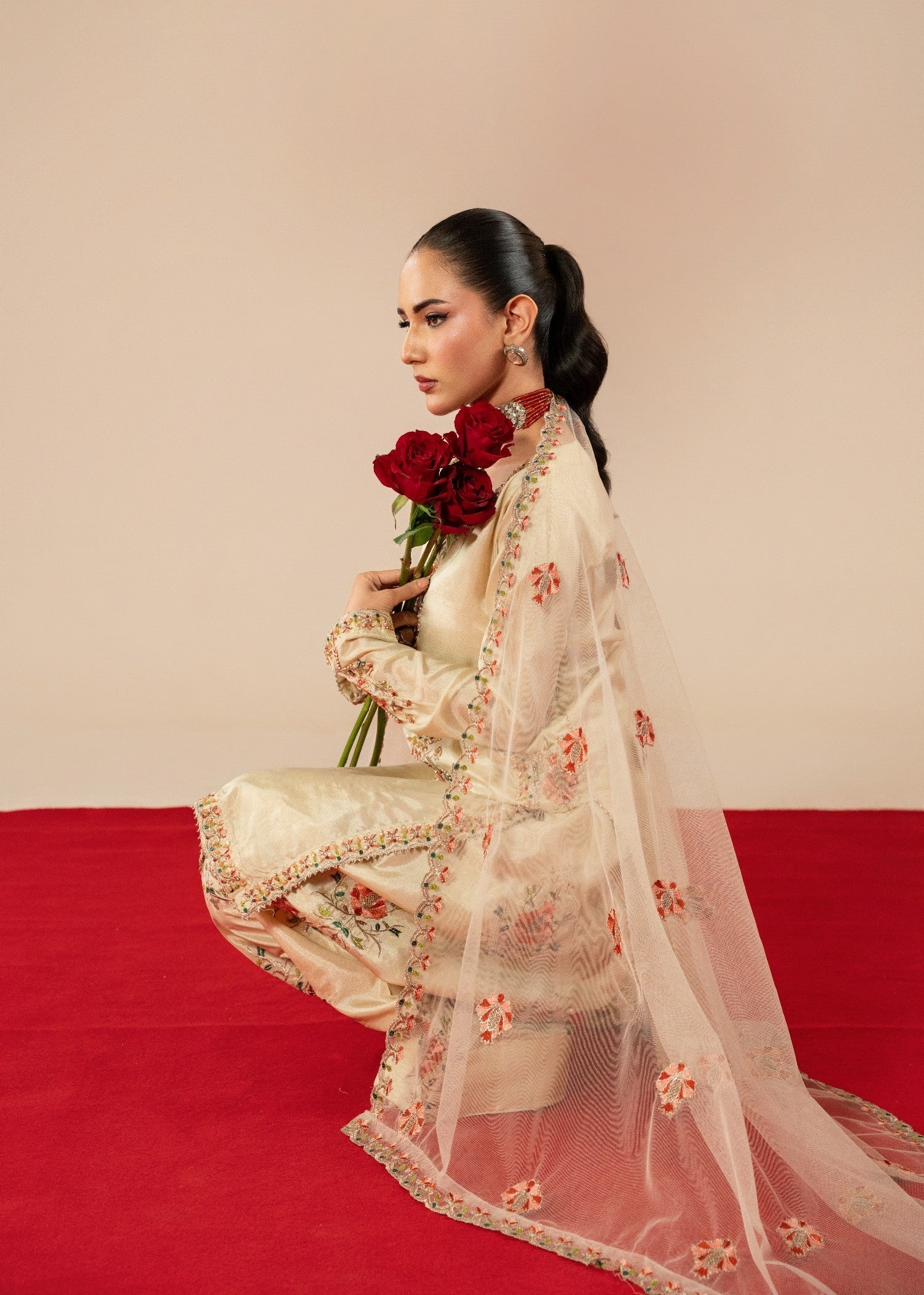 Maira Fashion Beige Farshi Shalwar Women 3pcs