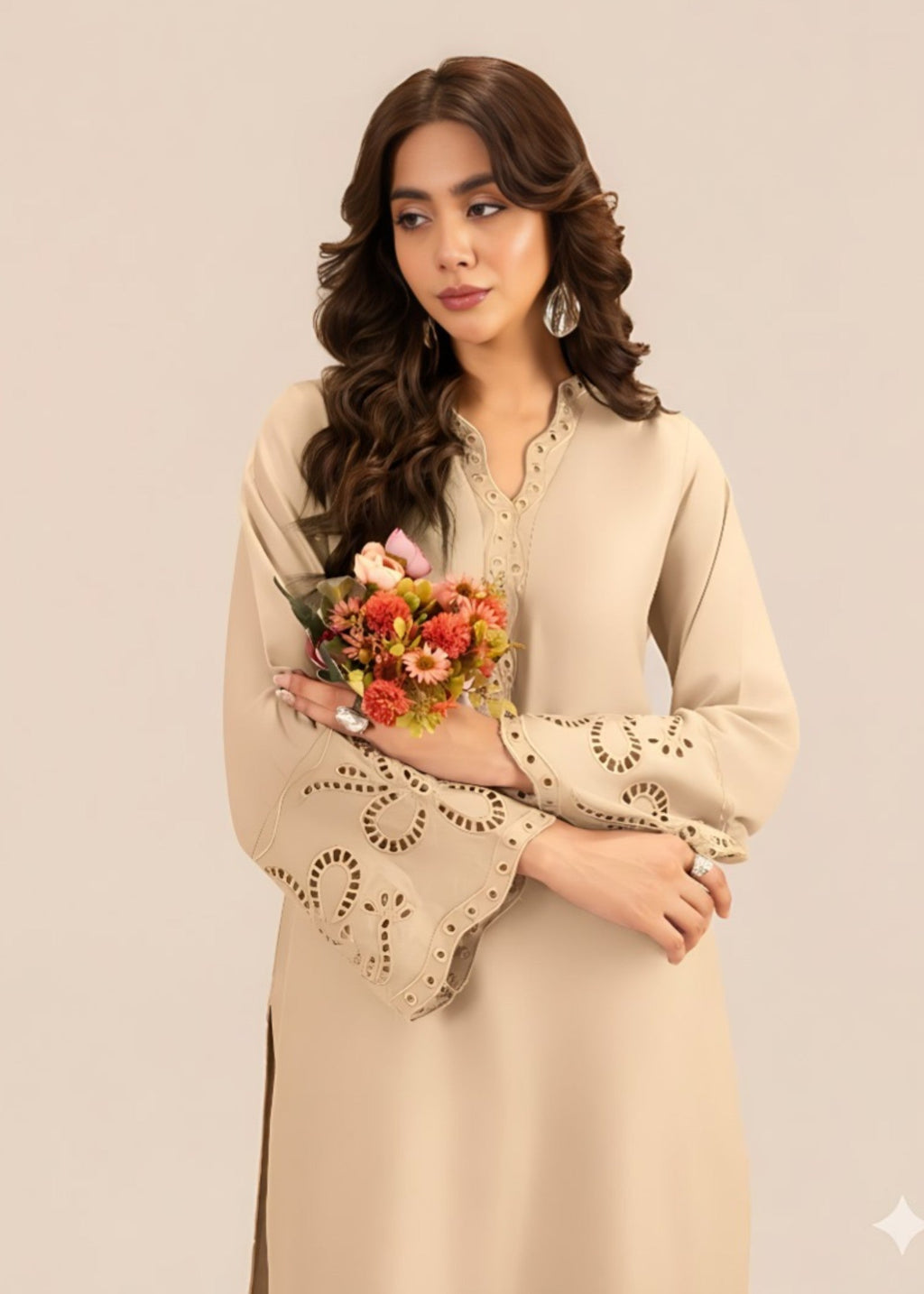 Sahibas By Mirza Amla Beige Women 2pcs