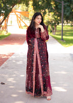 Suits By Sadia Velvet maroon nimra Women 3pcs