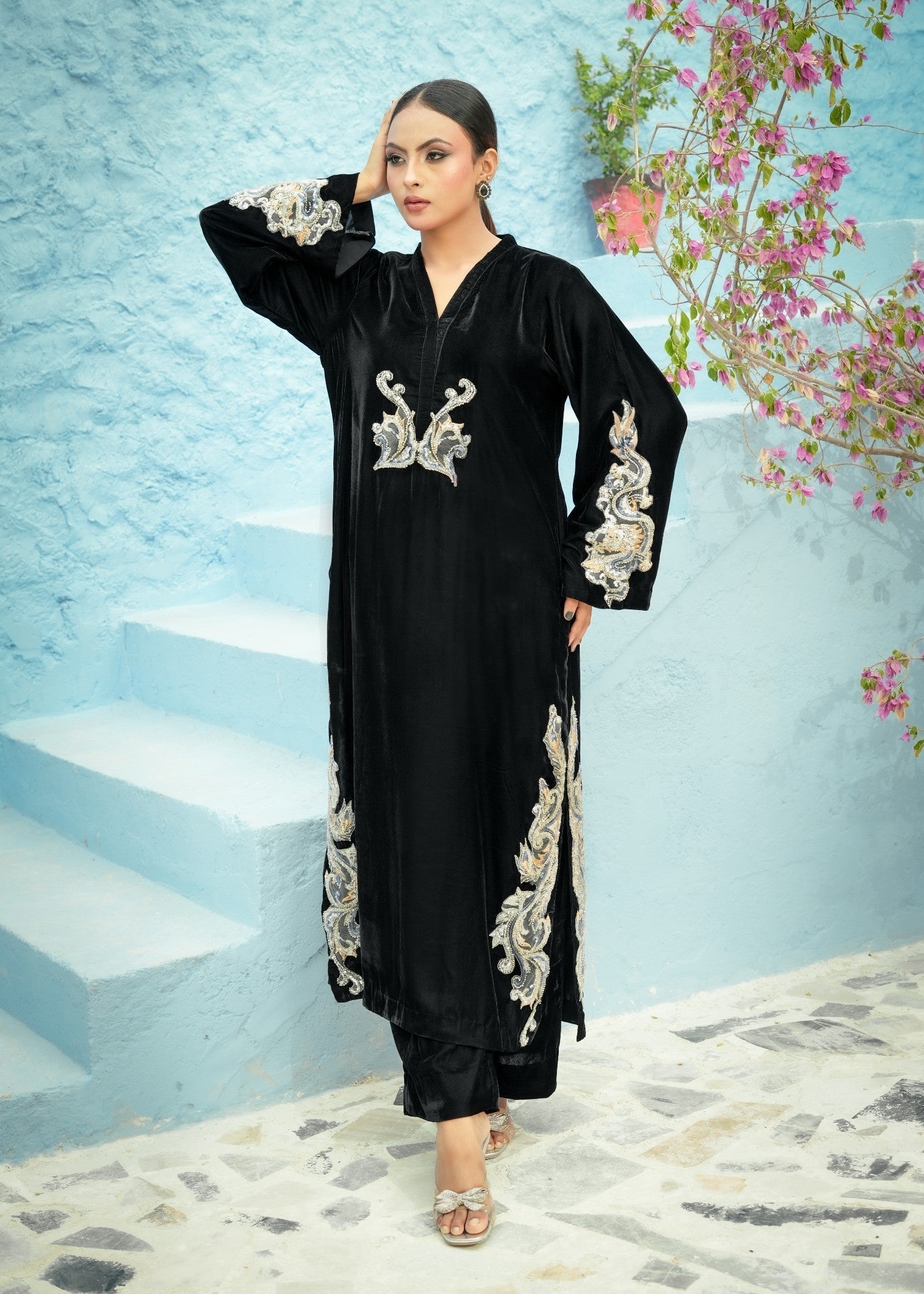 Madiha Gohar Layla Zar | Black Embriodered Dress Women 2pcs