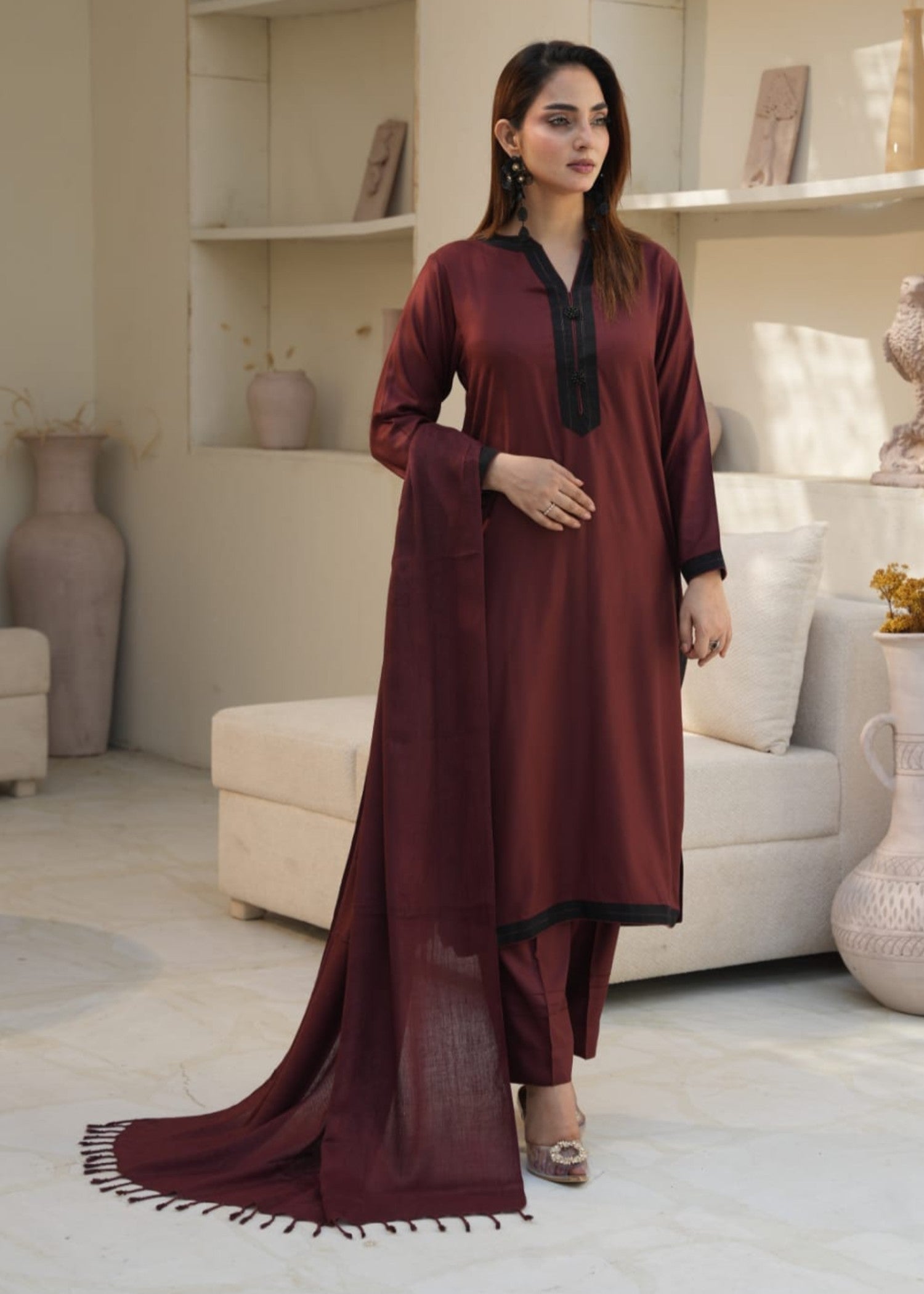 Designer Rack plain designer stitch brown Women 3pcs