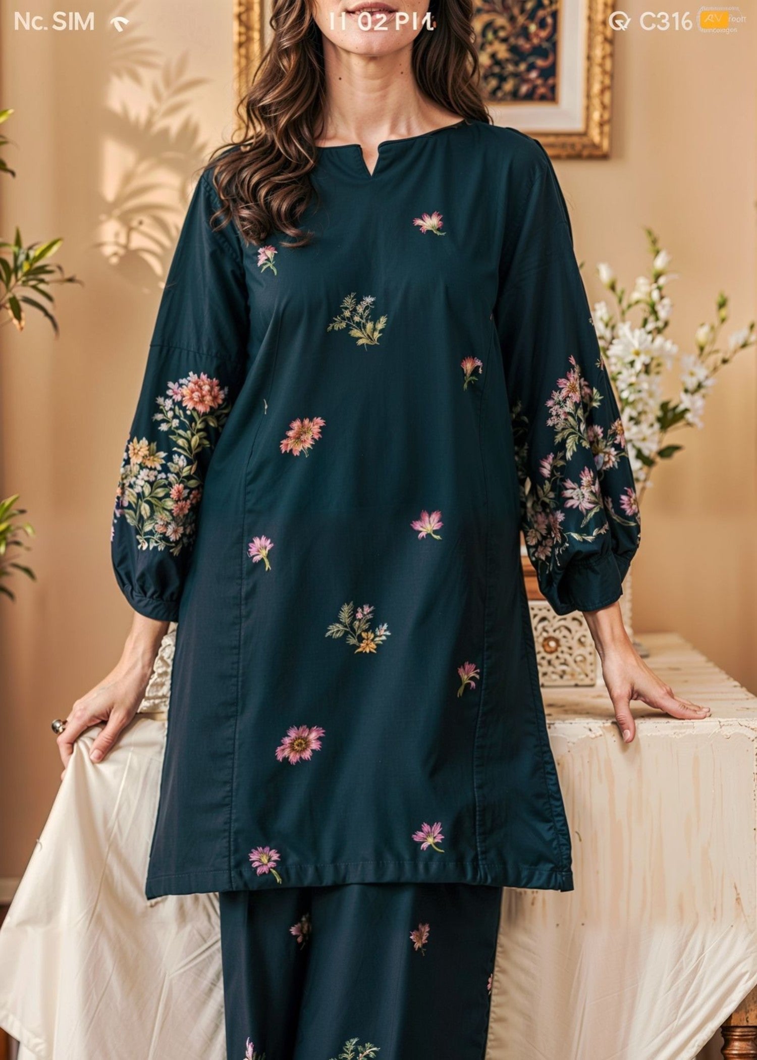 Sabahaats Zehra – Deep Sea Green Elegance in Embroidered Lawn Women 2pcs
