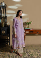 Azulie Lavender Embroidered Kurta by Women 1pcs