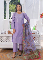 Sajfi Closet Luxury Cotton Stitched Suit for Women | Lavender Women 3pcs