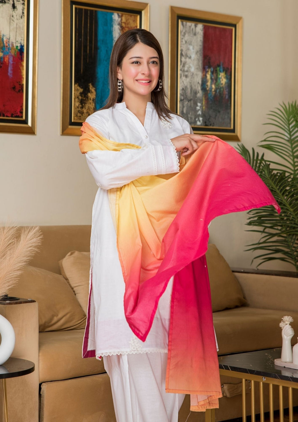 Yolo Pret Embroidered Cotton Lawn with Ombre Printed Lawn Dupatta OMBRE O25 0002 Women 3pcs