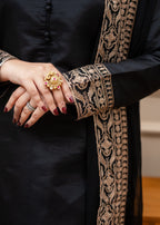 Alyssa BLACK RAWSILK SUIT ALL306 Women 3pcs