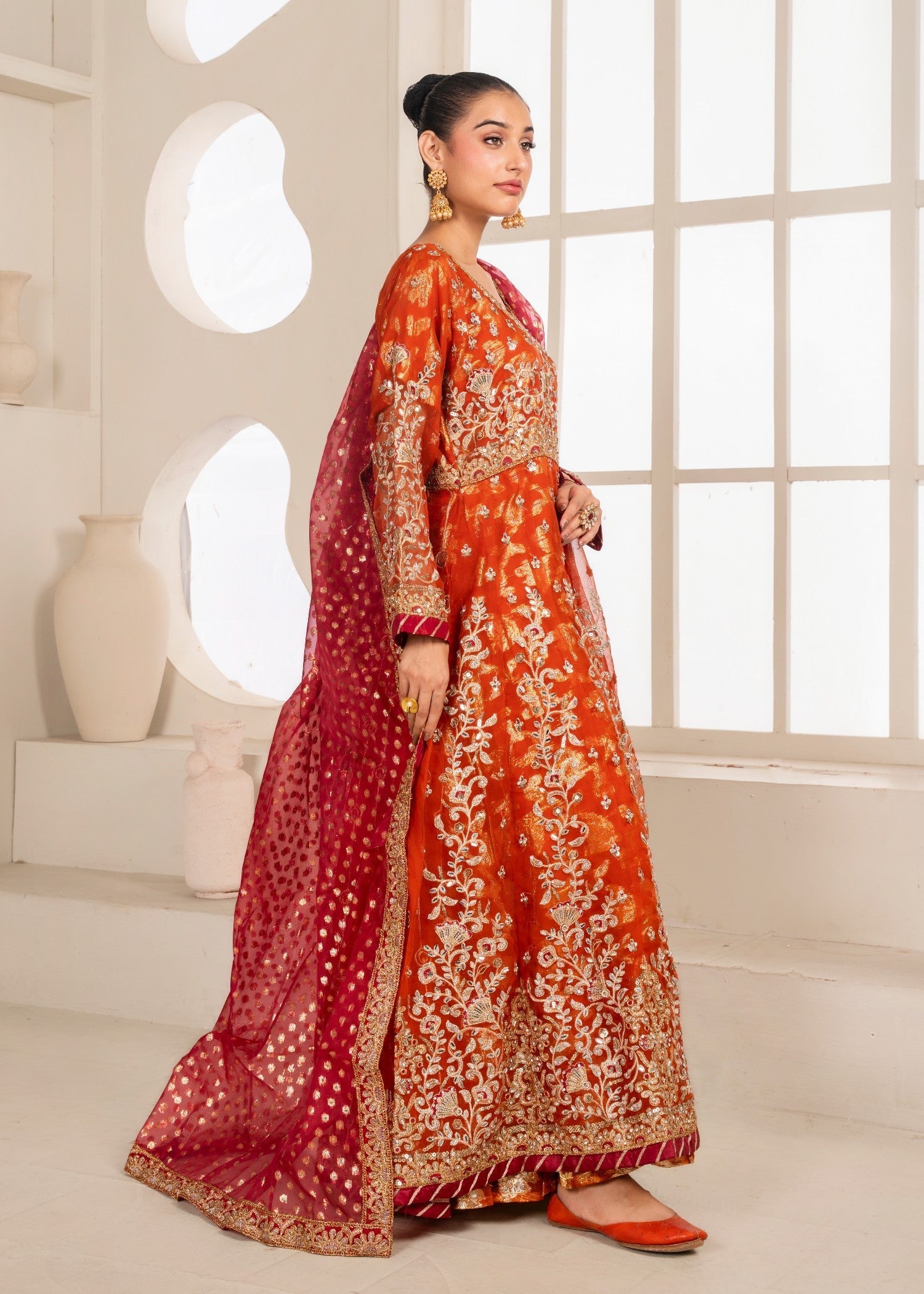 Al Burhan Apparel MEHRAAB RUST Women 3pcs