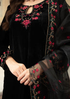 Naaz Couture Black velvet Embroidered Suit Women 3pcs