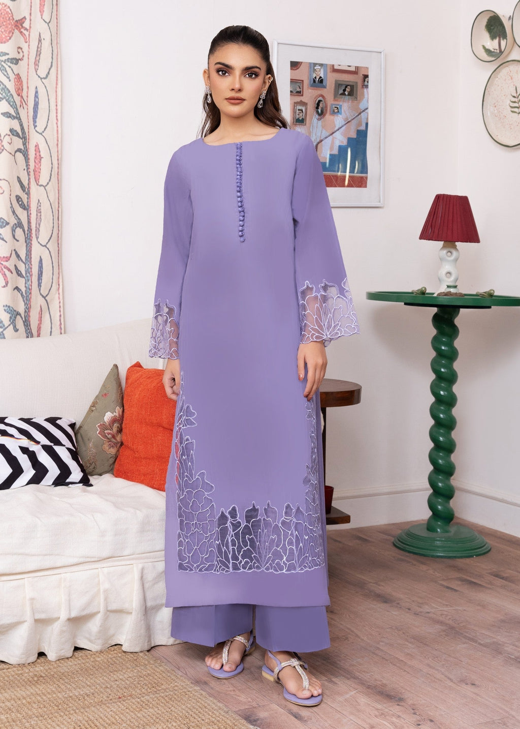 Sahibas By Mirza Calico Lilac Women 2pcs