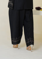 The Turkish Wear Black Embroireded Farshi Shalwar Women 1pcs