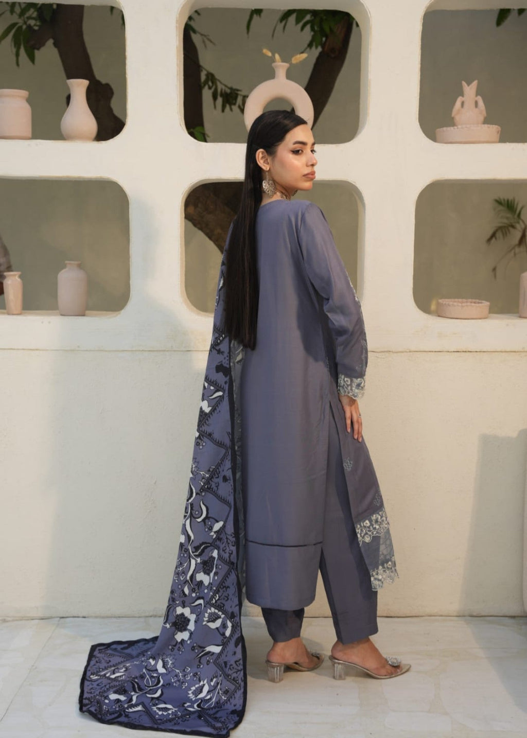 Designer Rack linen embraided gray Women 3pcs