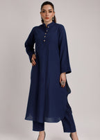 Peach Republic Navy Blue Khaddar Suit Women 2pcs