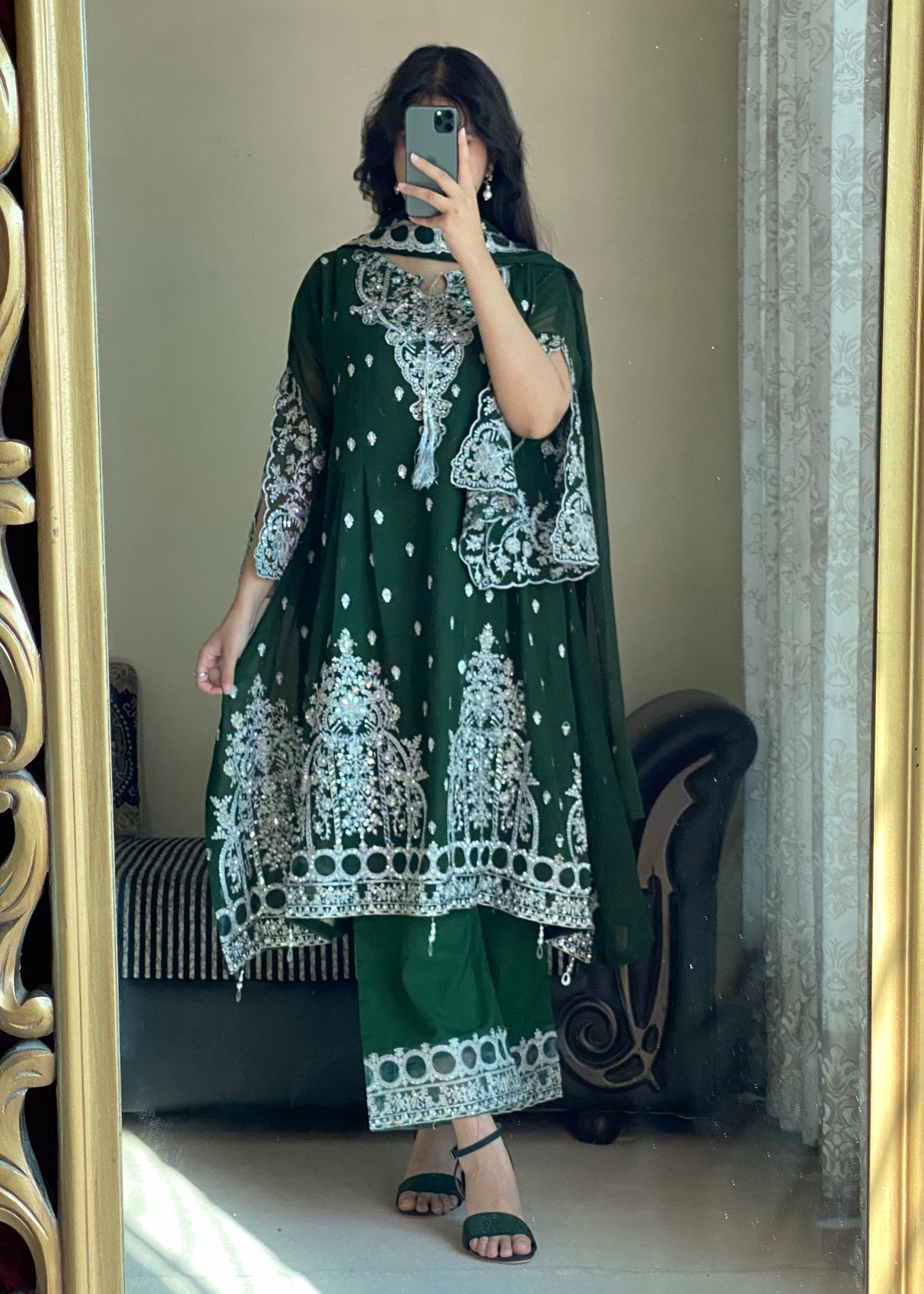 Four Season Boutique MEERA FROK BOTTLE GREEN Women 3pcs