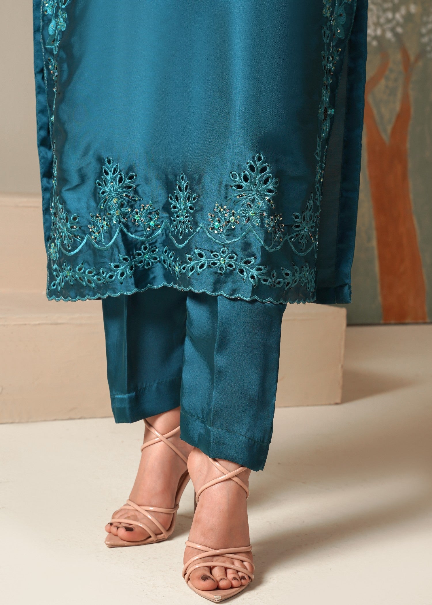 Rangoon Clothing Reverie Teal Silk Women 3pcs