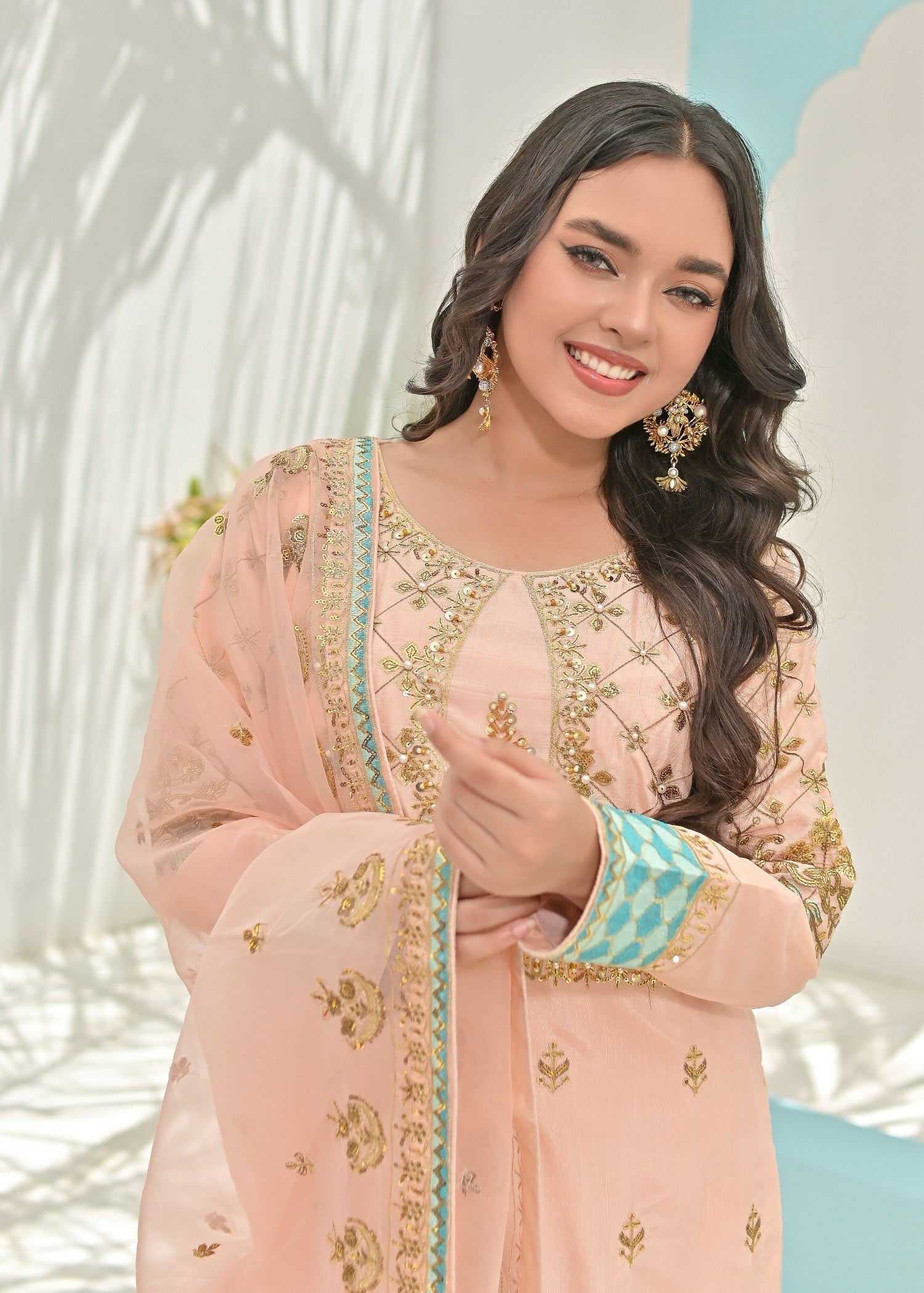 Qasim Anwer By Chandni Bridals BANOU (PEACH) Women 3pcs