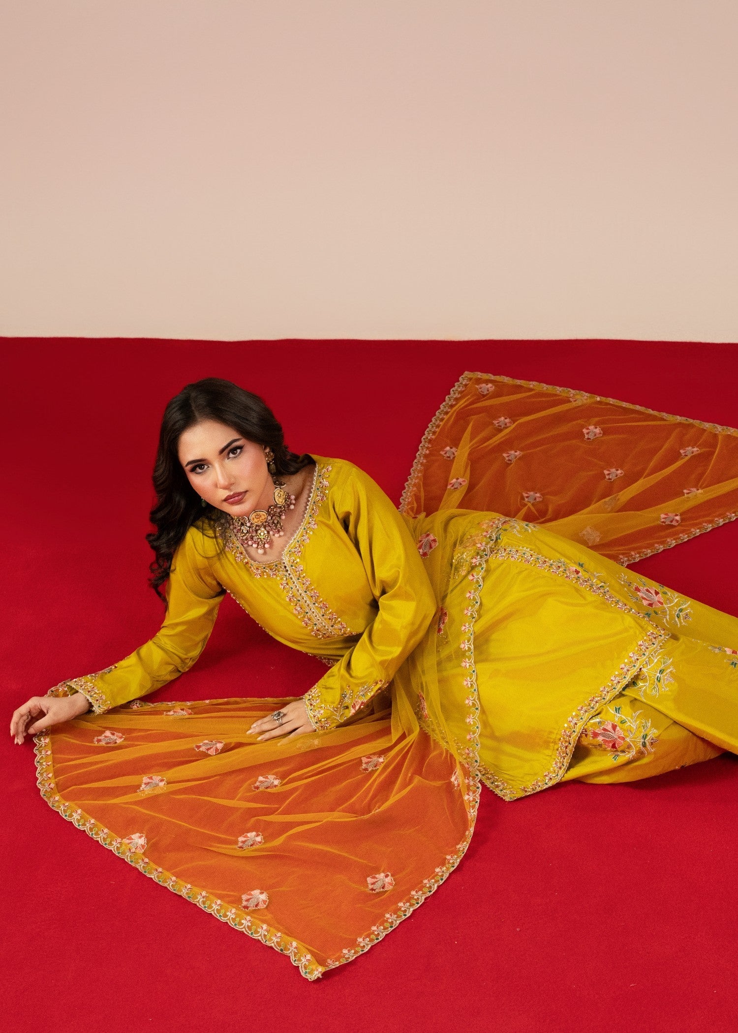 Maira Fashion Mustard Farshi Shalwar Women 3pcs