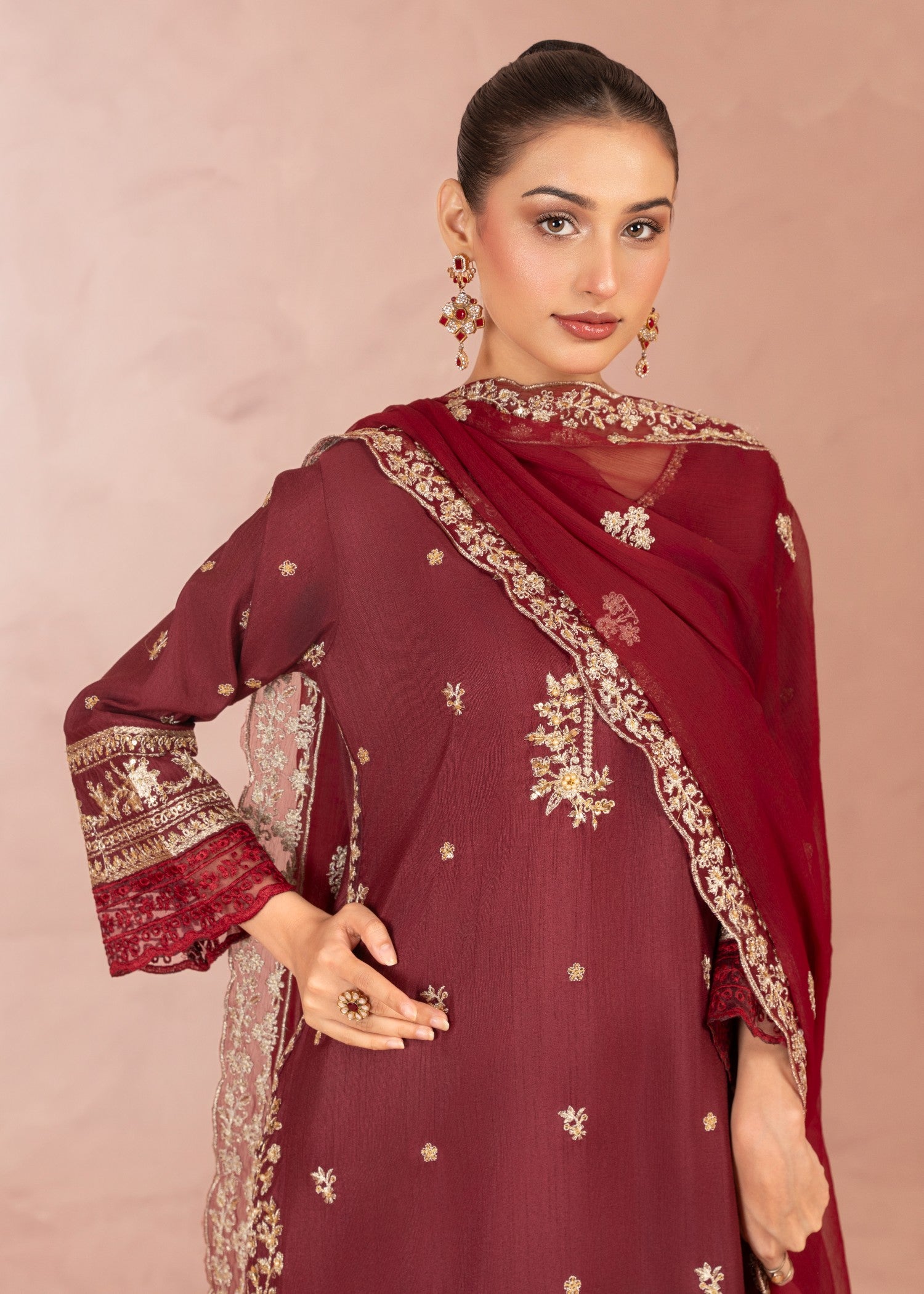 Four Season Boutique JASHAN RAOSILK MAROON Women 3pcs