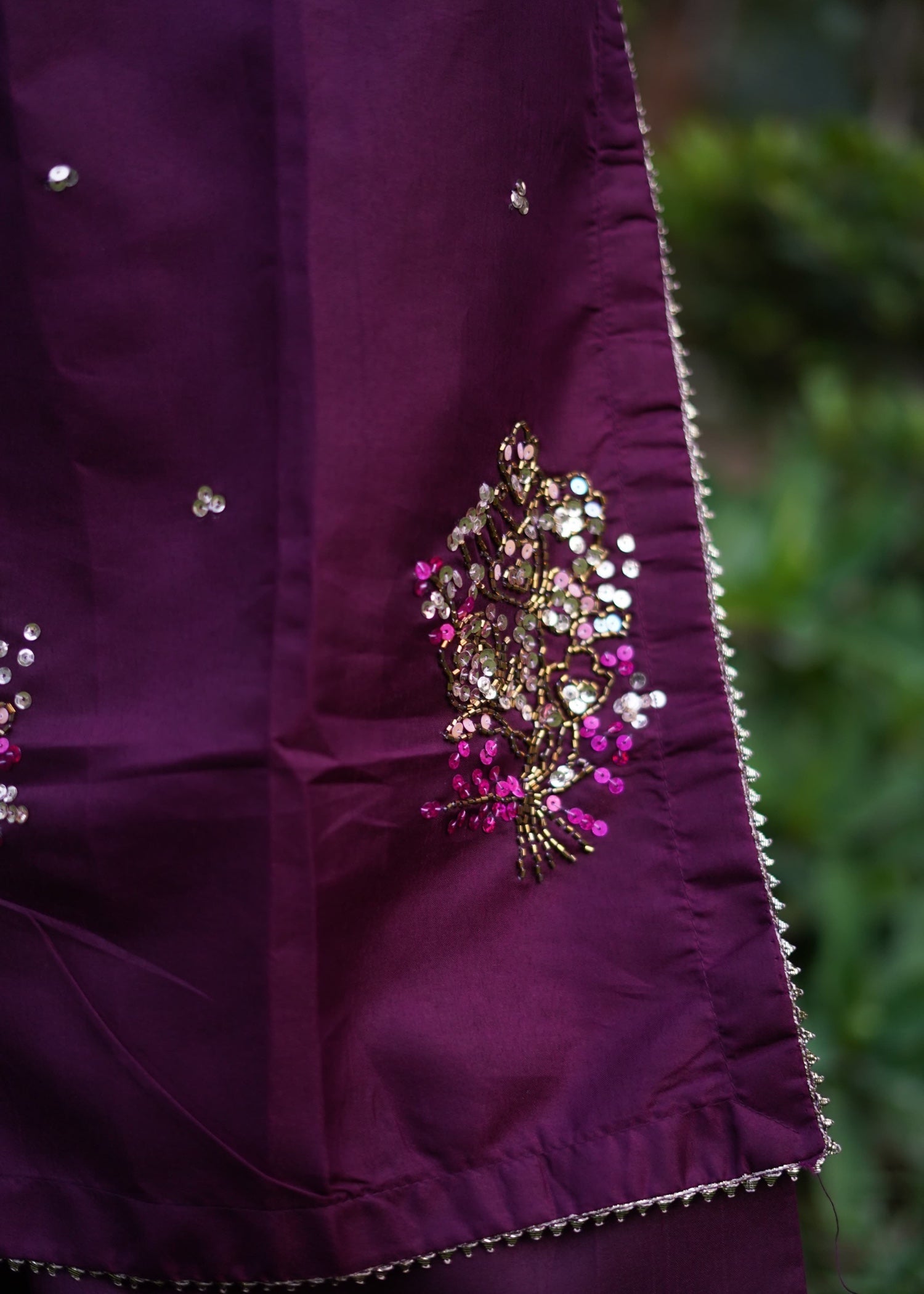 Suits By Sadia PURPLE SILK Women 3pcs