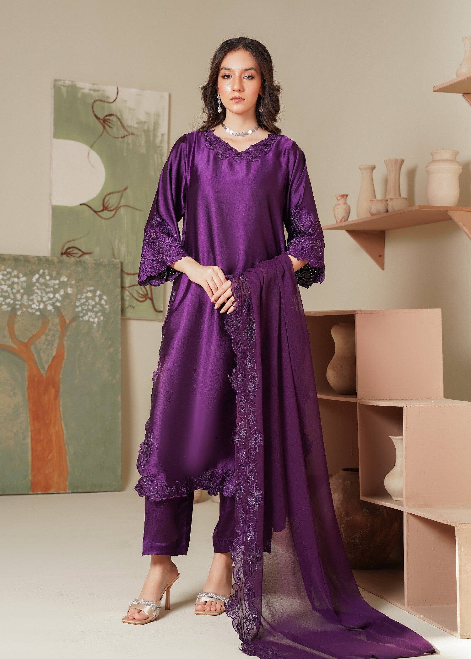 Rangoon Clothing Plum Zar Silken Women 3pcs