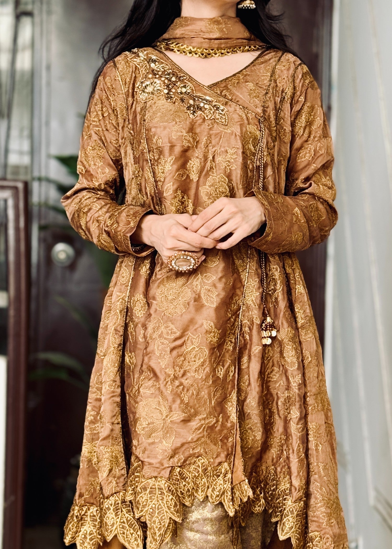 MMG Garments RAQS E GUL|SILK LUXURIOUS EMBROIDERED FROCK MMG 799 Women 3pcs
