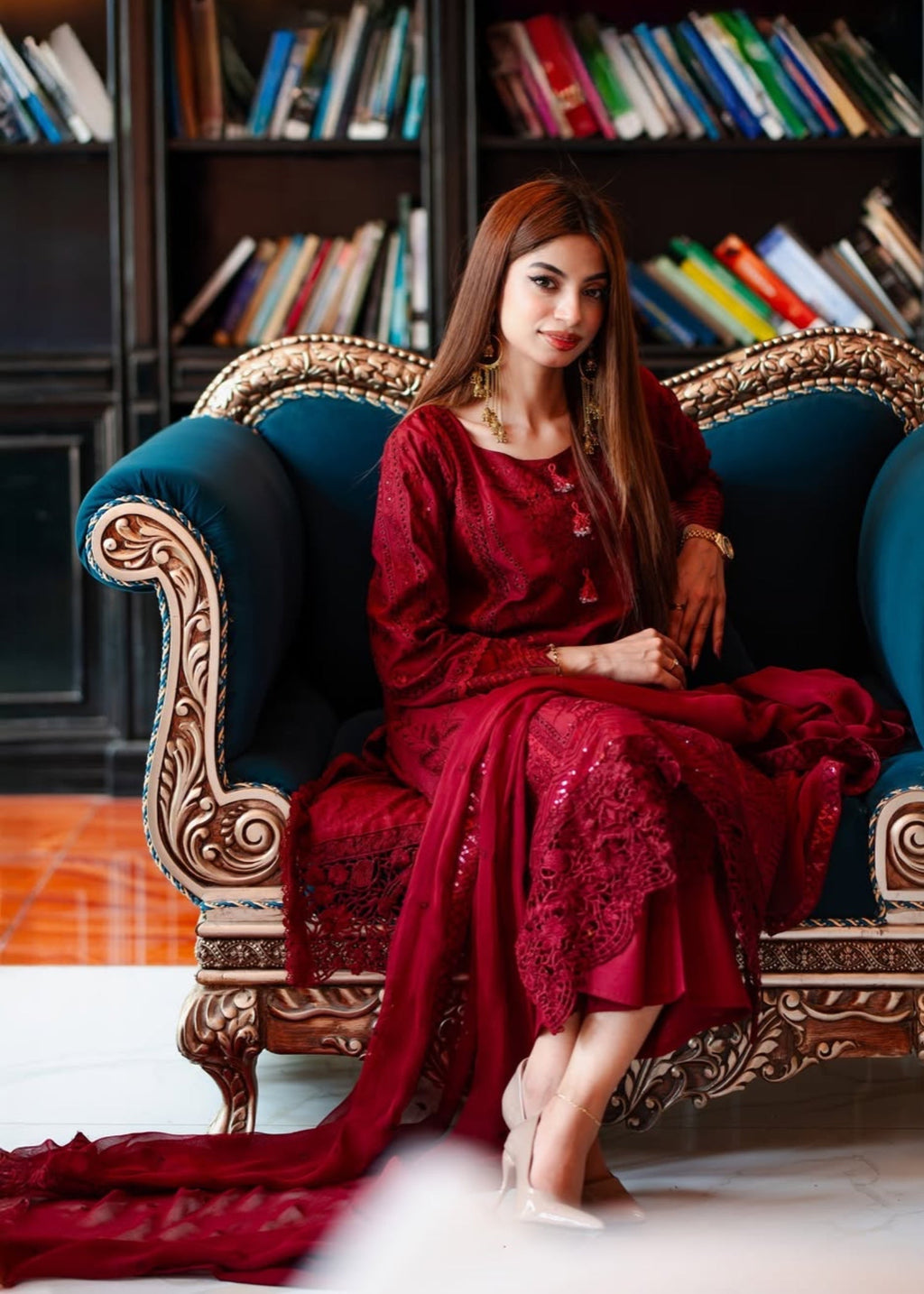 Suits By Sadia Maroon marvel Women 3pcs