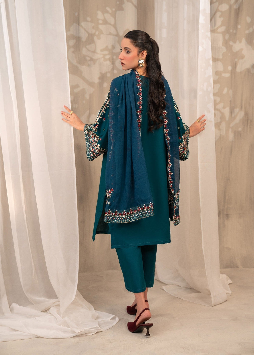 Shehroz Fashion Peacock EMBROIDERY Women 3pcs