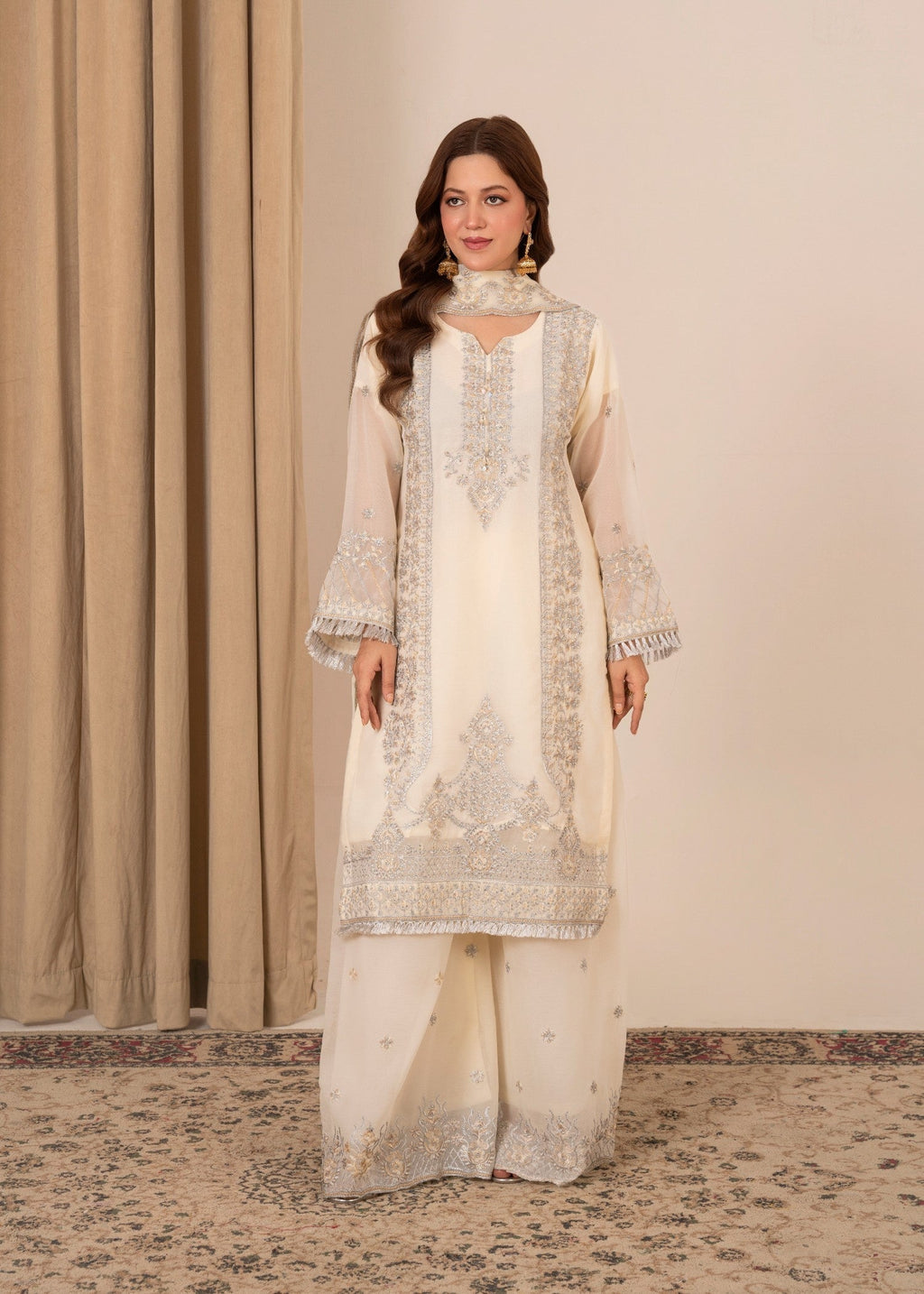 Four Season Boutique MALKA PLAZZO OFF WHITE Women 3pcs