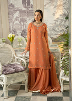 Maira Fashion Rust Orange Sharara Women 4pcs