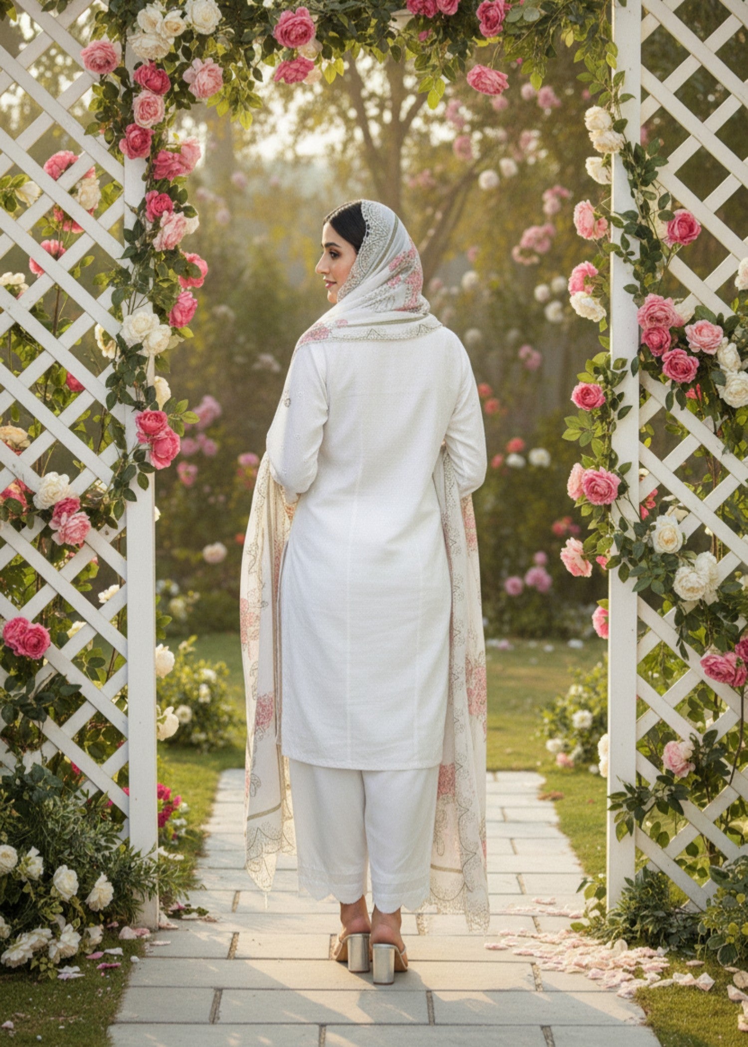 MMG Garments FLORAL| LINING ORGANZA KURTA SET MMG 1039 Women 3pcs