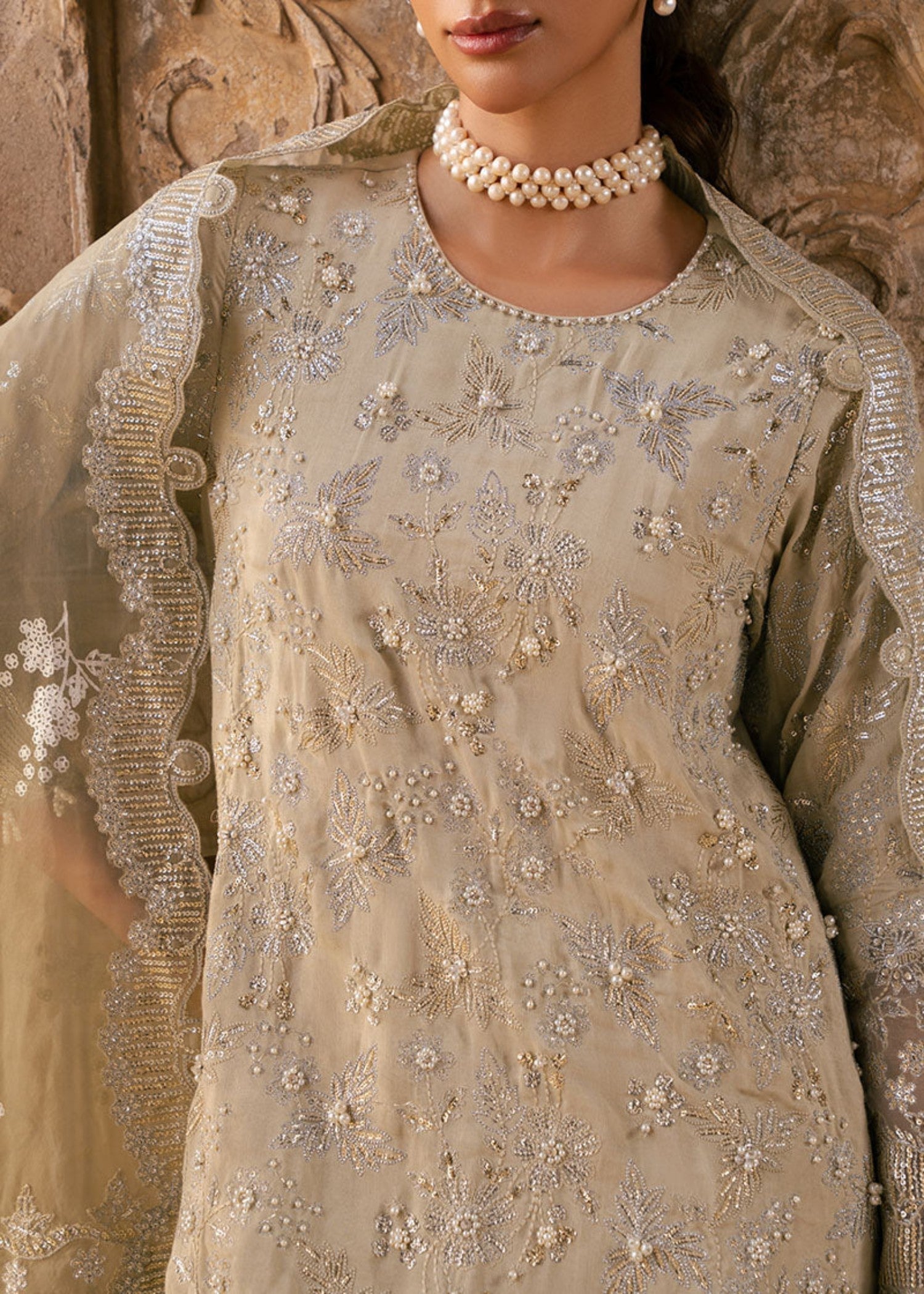 Cross Stitch SILVER MIST SILK EMBROIDERED PRET Women 3pcs