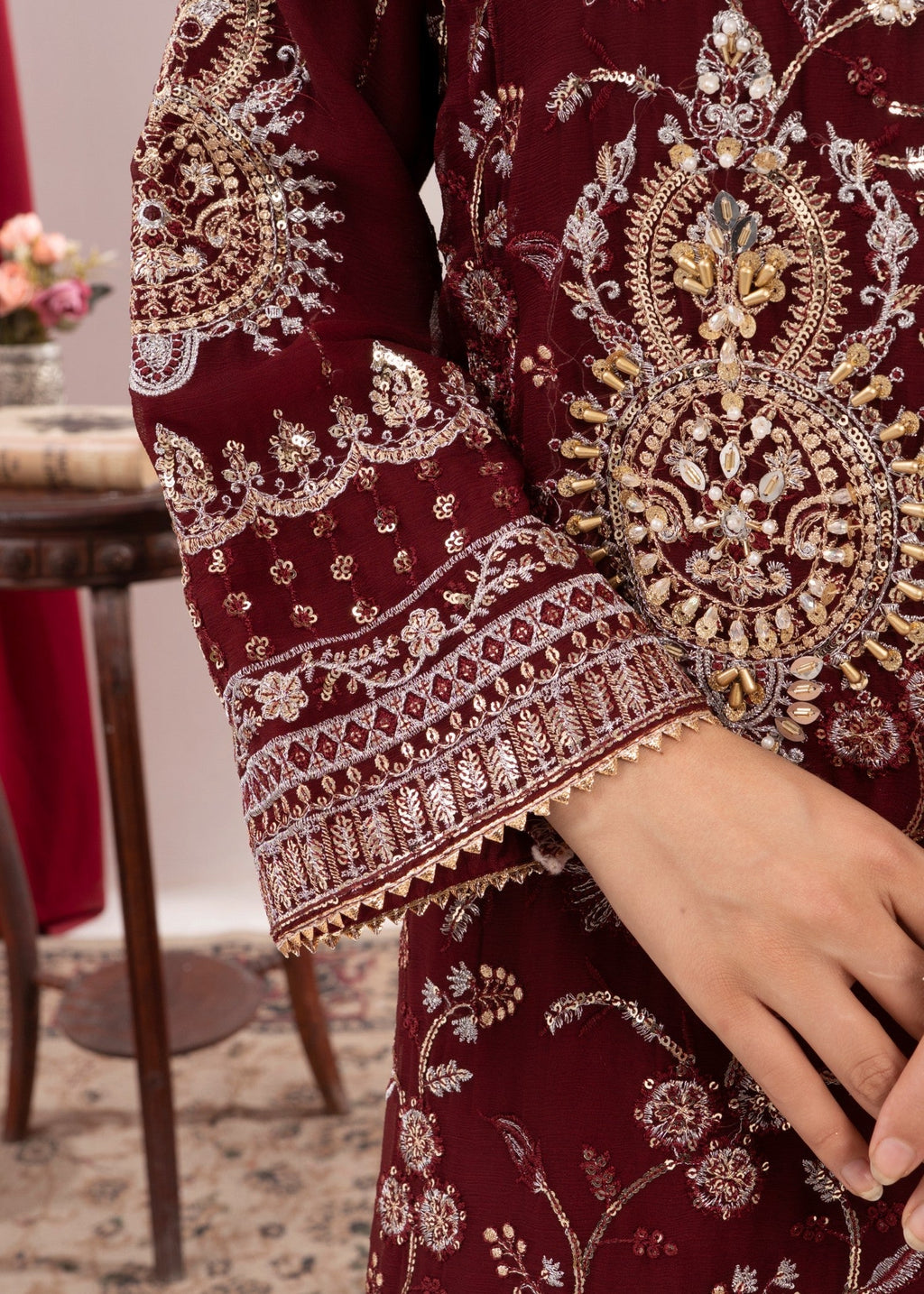 Four Season Boutique SAJAL CRUSH PLAZZO MARRON Women 3pcs