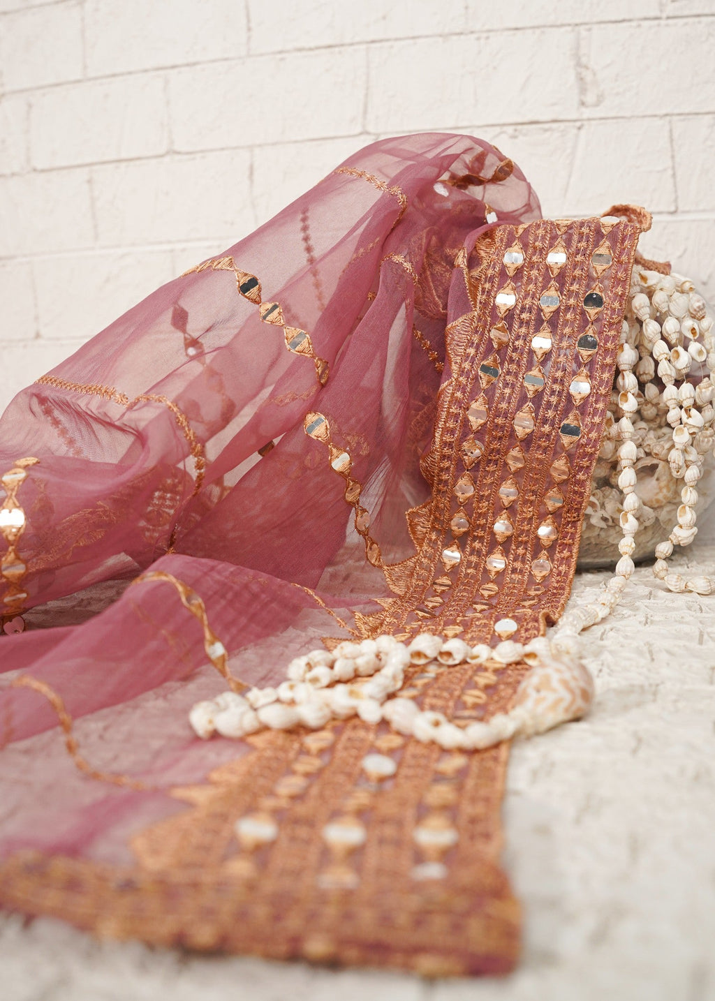 Silslay Rose Mist Premium 9mm Foil Organza Dupatta Women 1pcs