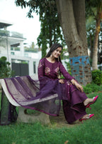 Suits By Sadia PURPLE SILK Women 3pcs