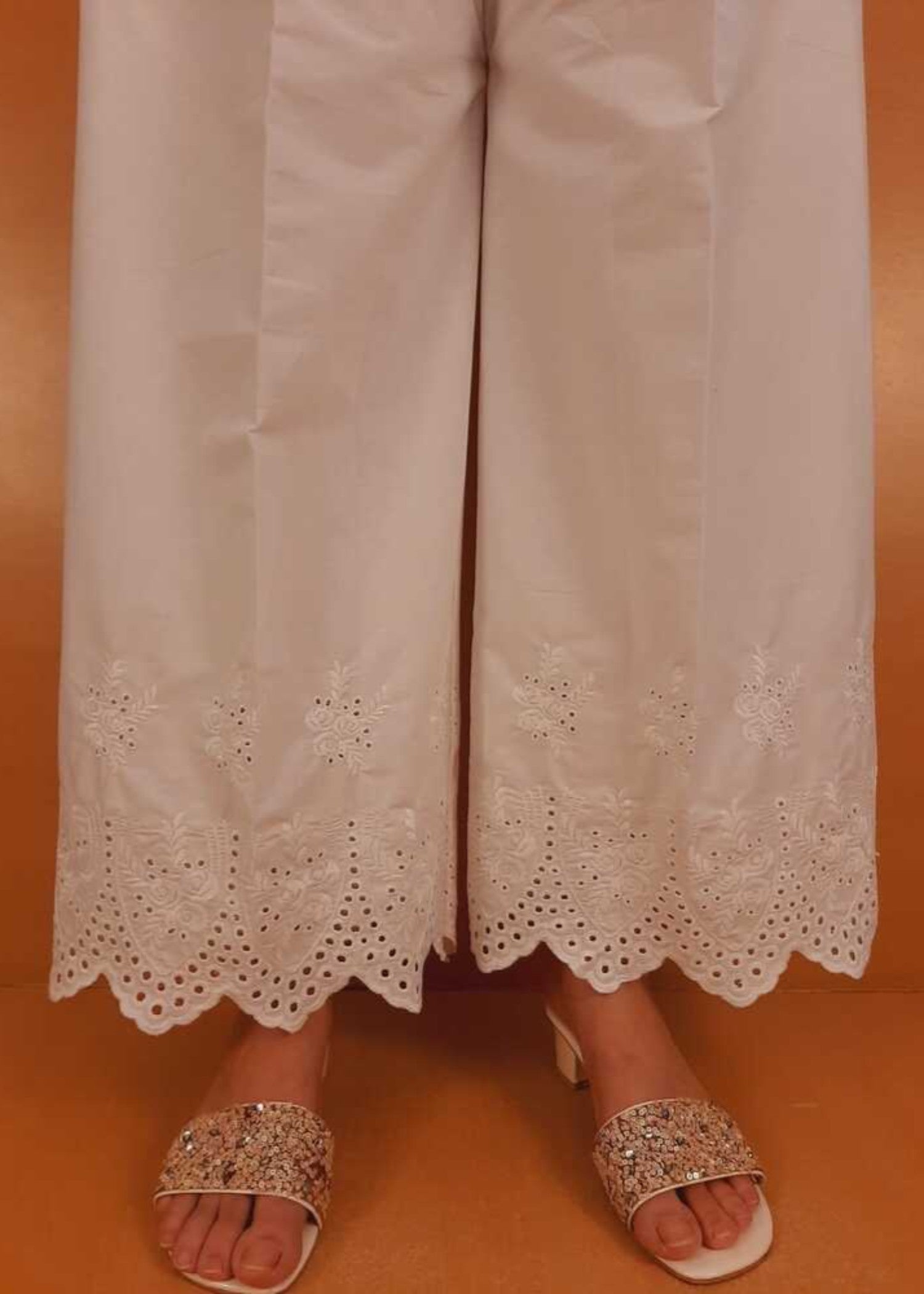 Zardi Embroided Strechable Palazo White ZT504 Women 1pcs