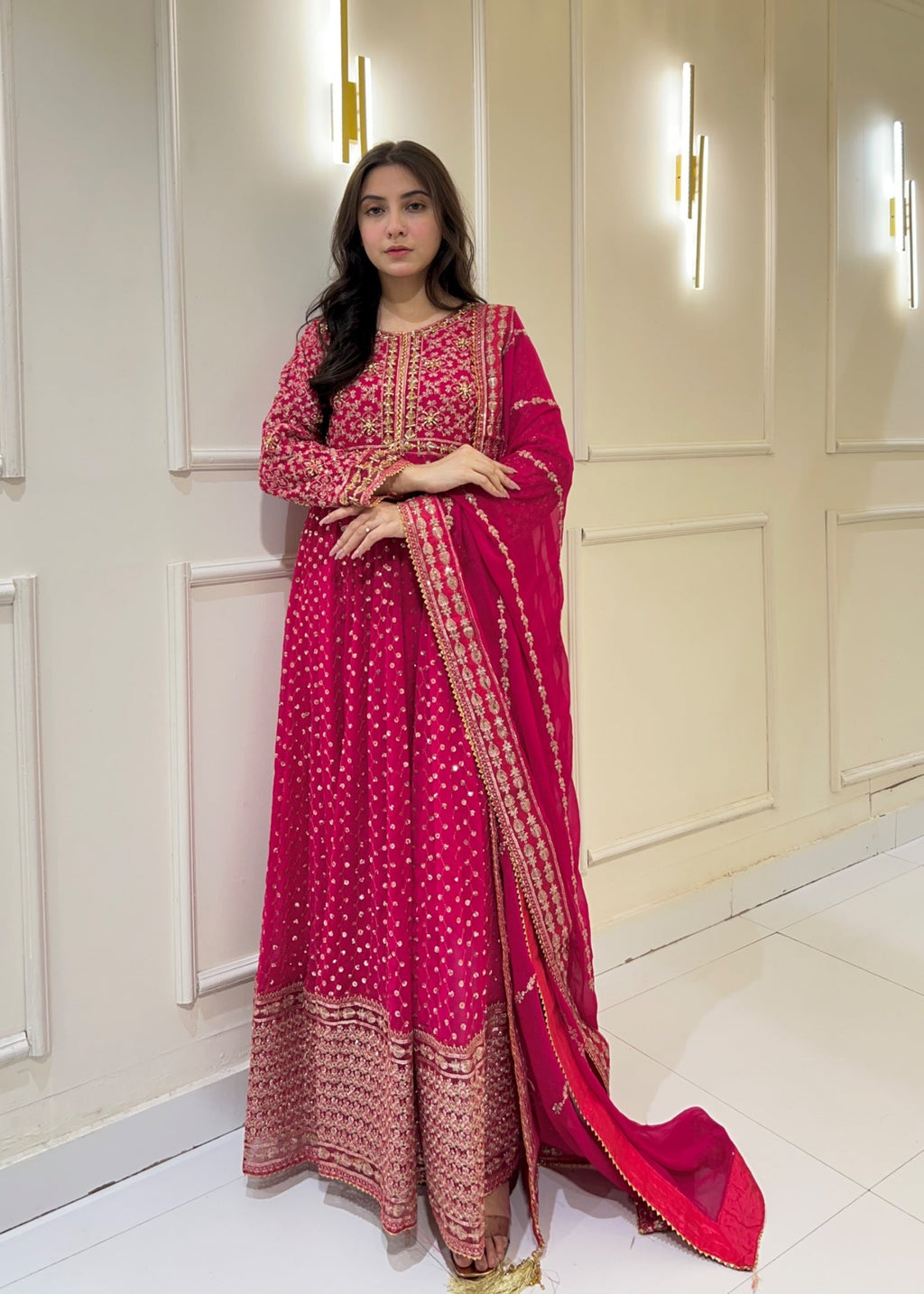 Suits By Sadia Hotpink chiffon Women 3pcs