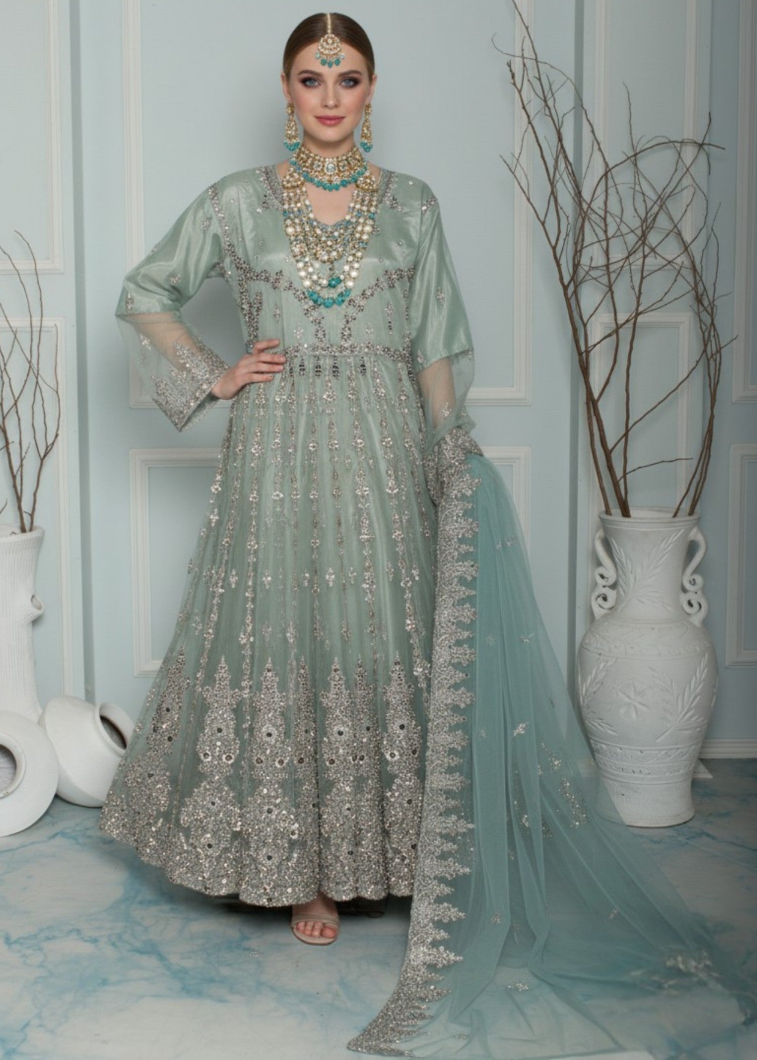 Insiya By Saira Jawad Bridal Maxi Green 216 Women 2pcs