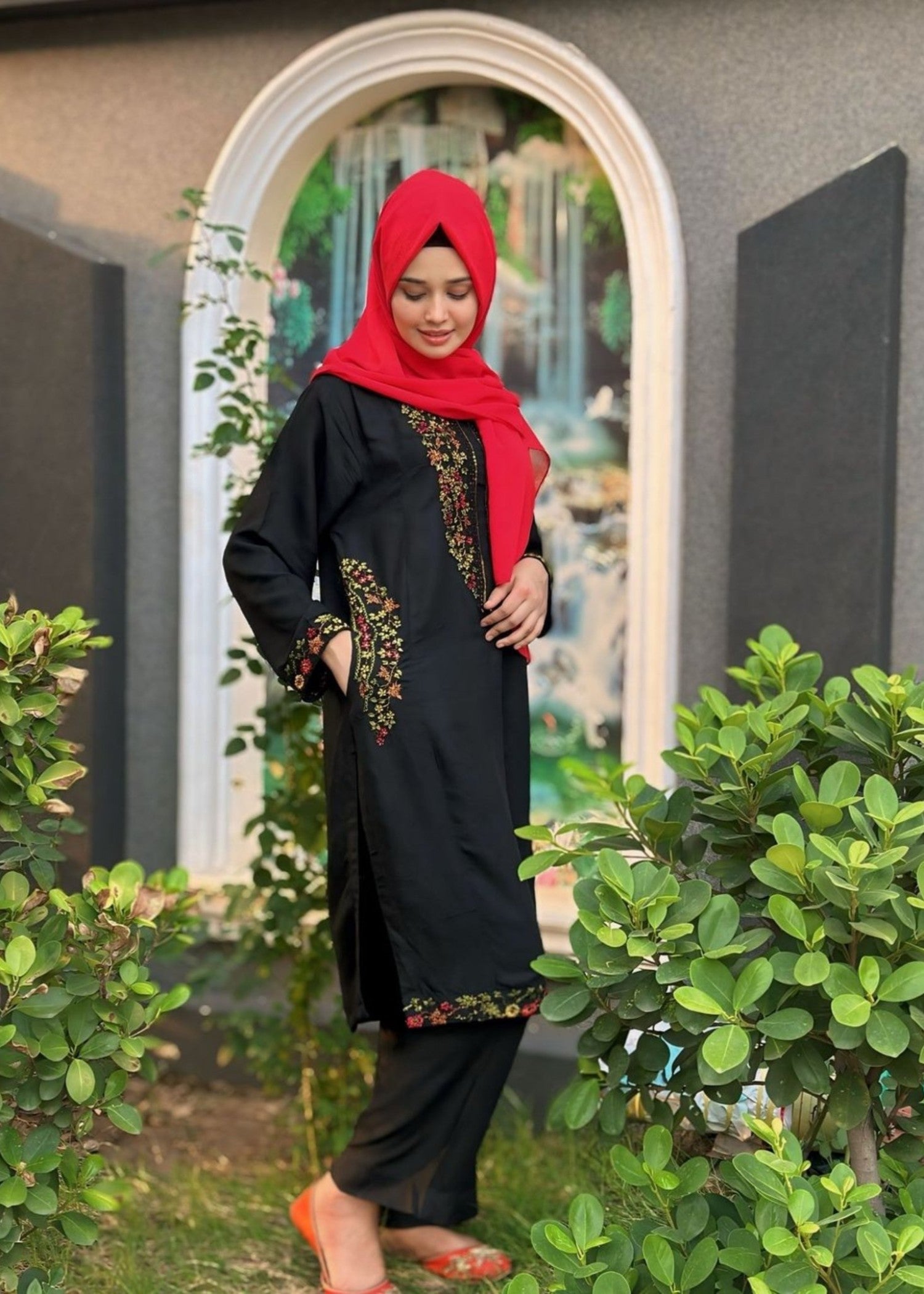 Sajfi Closet Biya Black Embroidered Stitched Suit for Women Women 2pcs