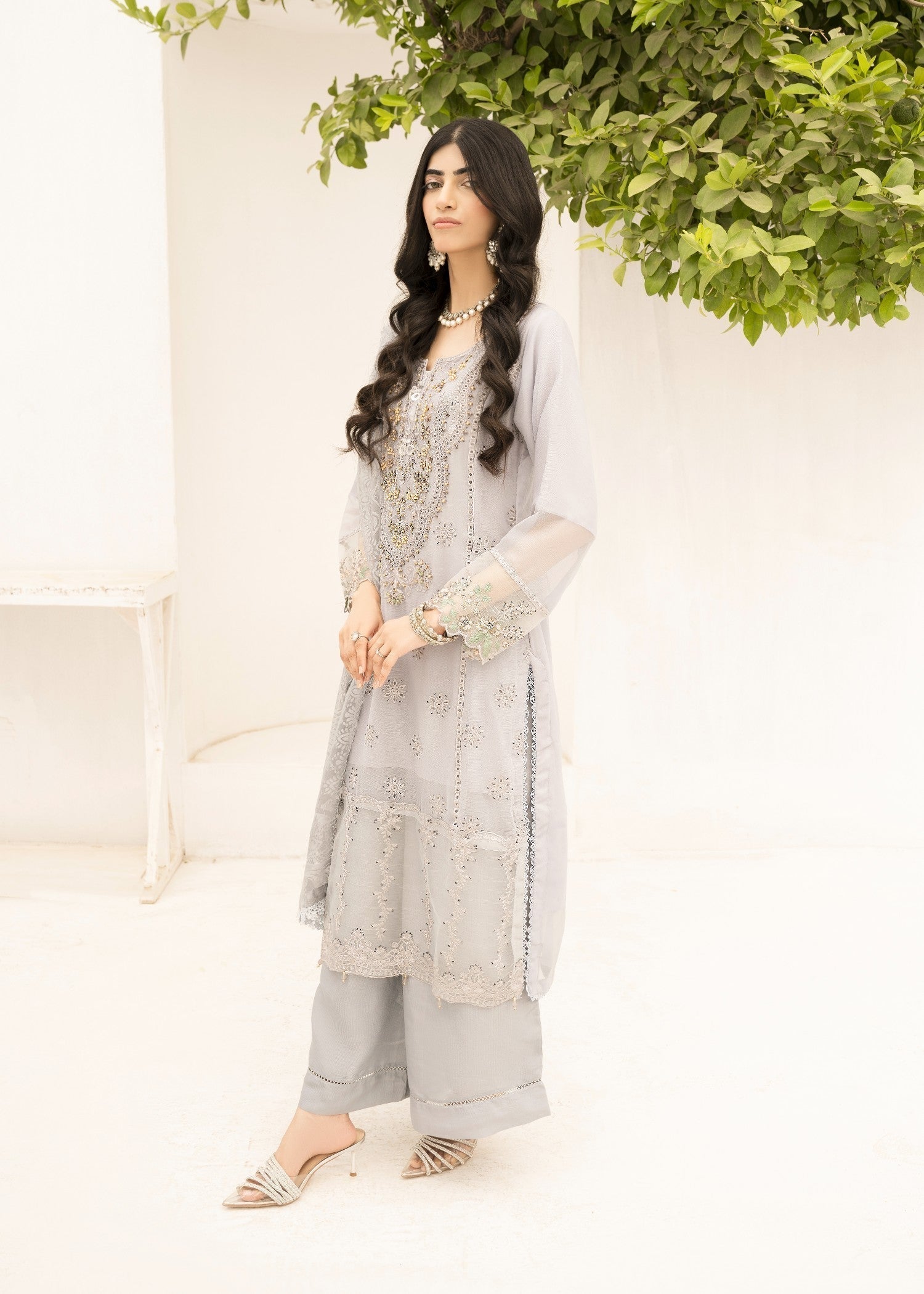 Pehnawa By Bin Akram’s Grey Glamor | Chiffon Women 3pcs
