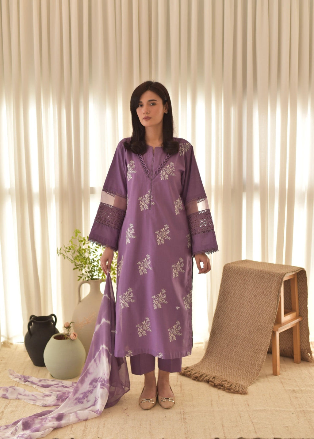 Shehroz Fashion purple horiya Women 3pcs