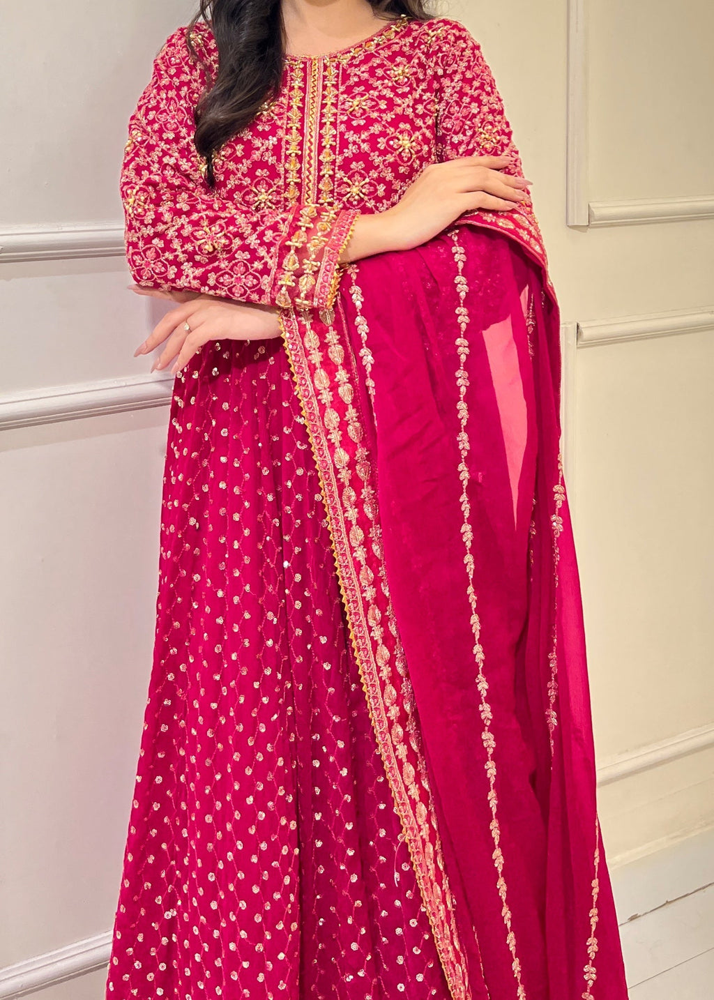 Suits By Sadia Hotpink chiffon Women 3pcs