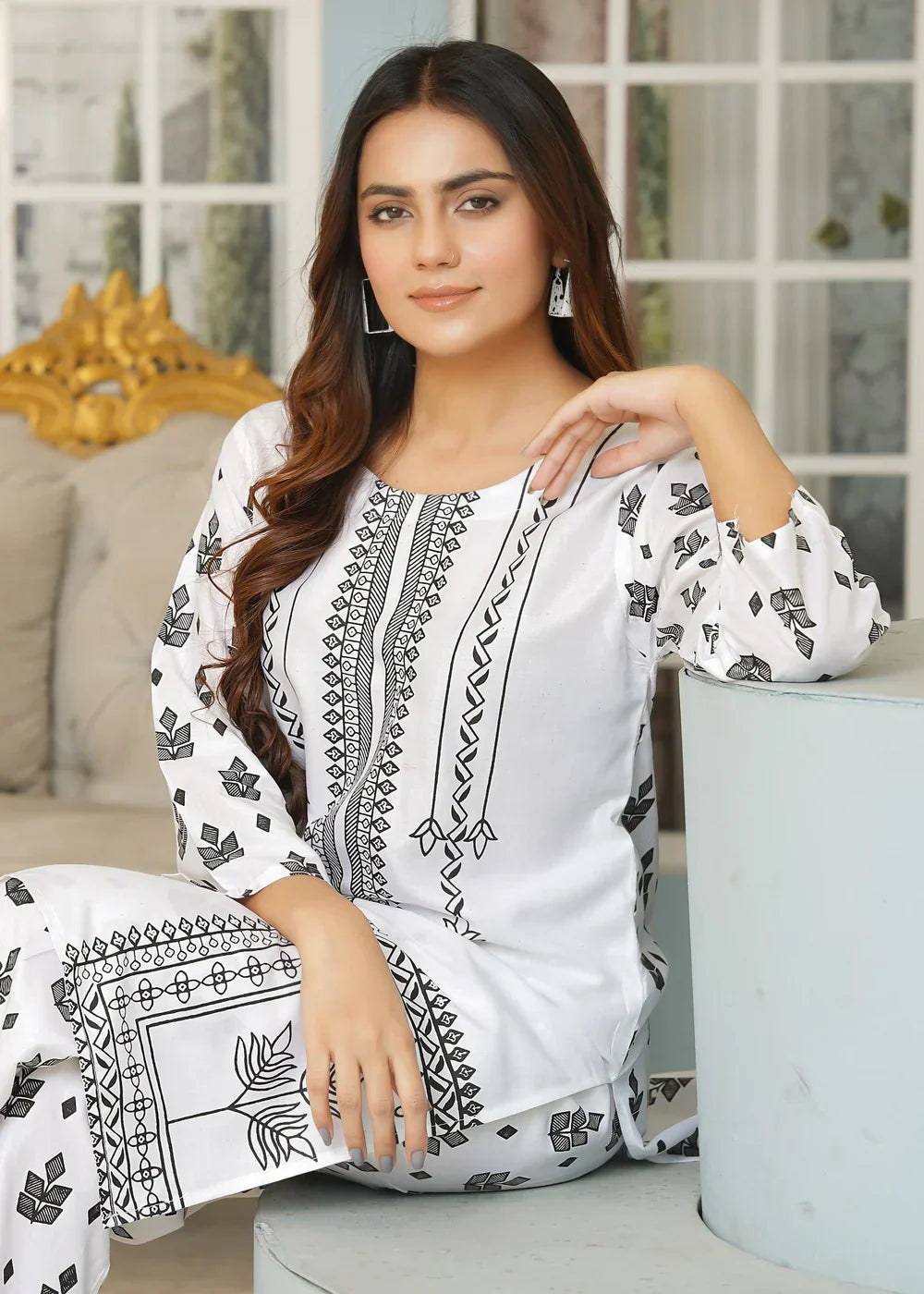Gulposh Sphire (Stitched ) White Women 2pcs