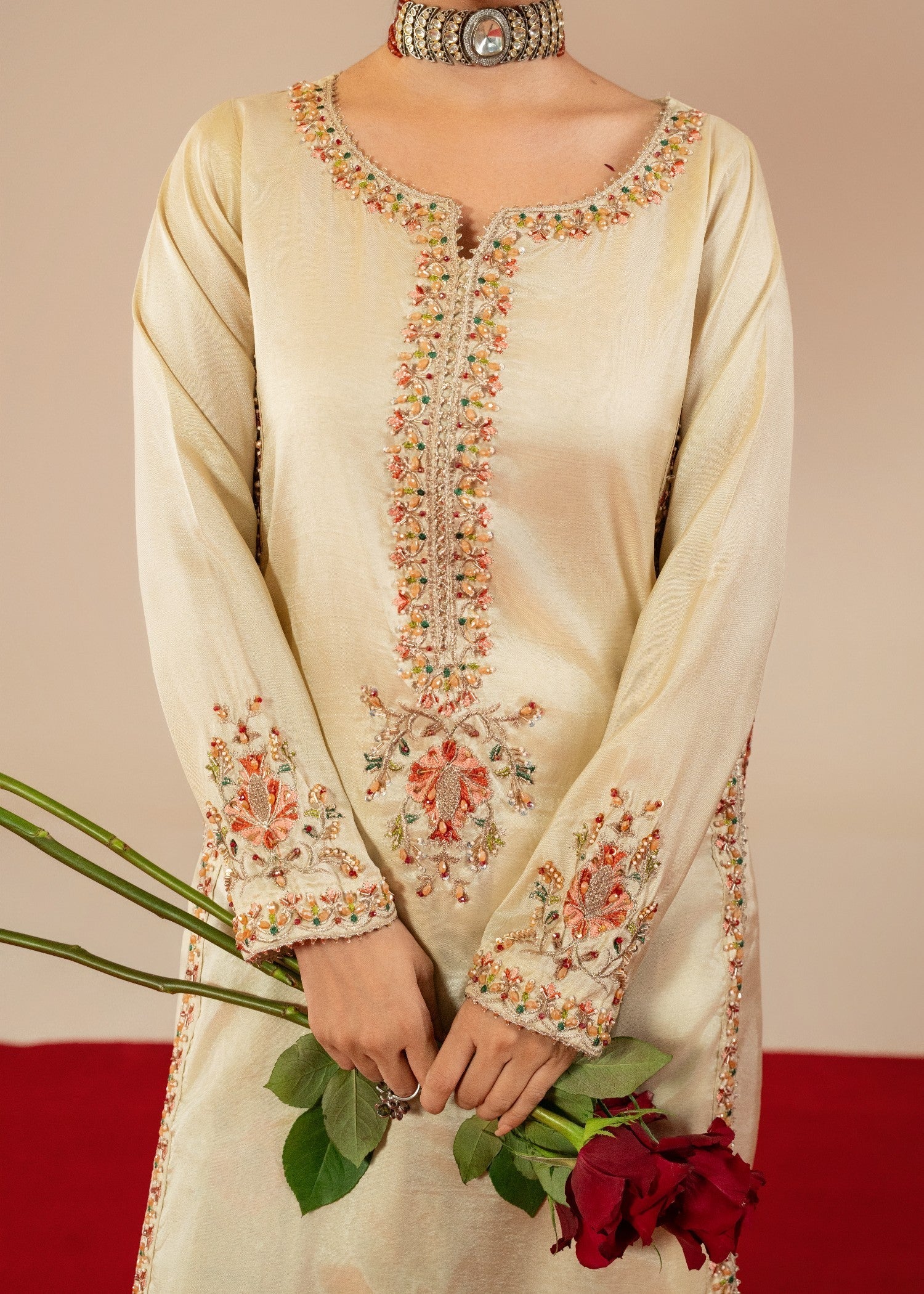 Maira Fashion Beige Farshi Shalwar Women 3pcs