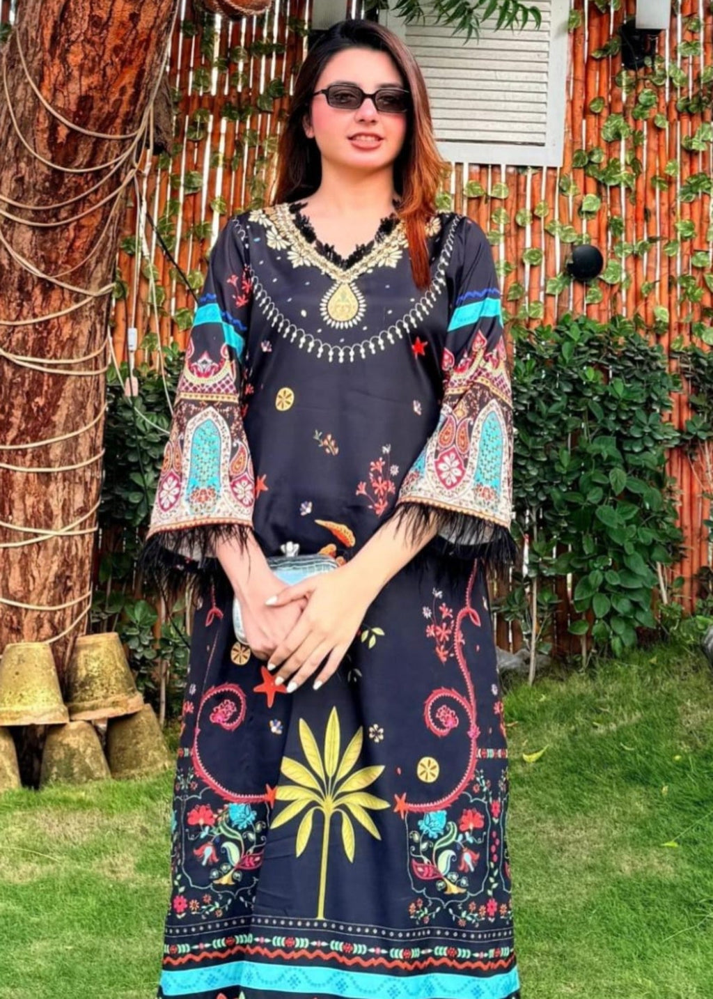 Mataish Black Midnight Kaftan Women 1pcs