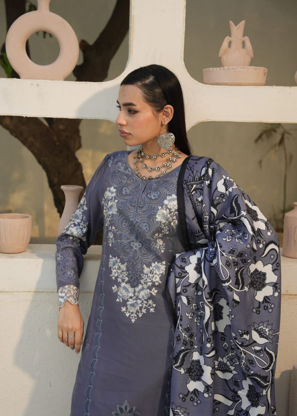 Designer Rack linen embraided gray Women 3pcs