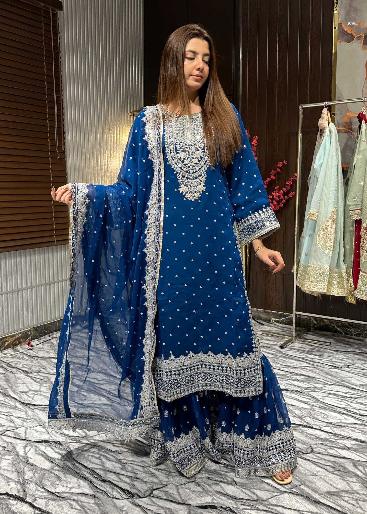 Four Season Boutique HASEENS FARSHY TEAL BLUE Women 3pcs