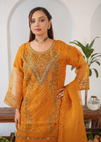 Gulposh Elvin Fancy (Stitched ) Mustard Women 3pcs