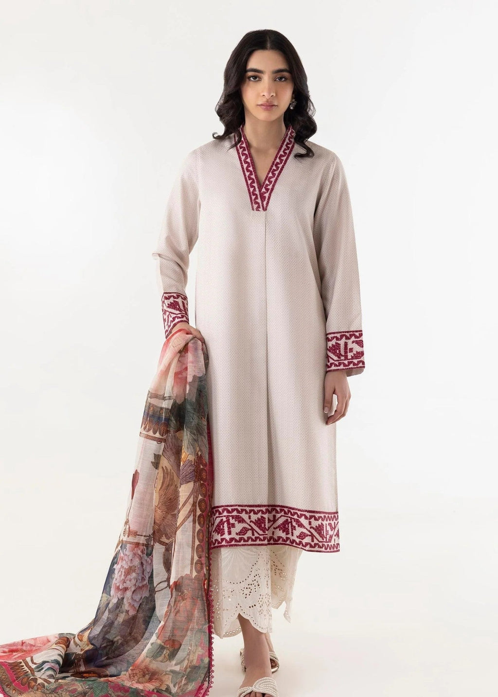 Sana Safinaz Stitched Blended Jacquard Shirt SS25BSP123 Women 1pcs