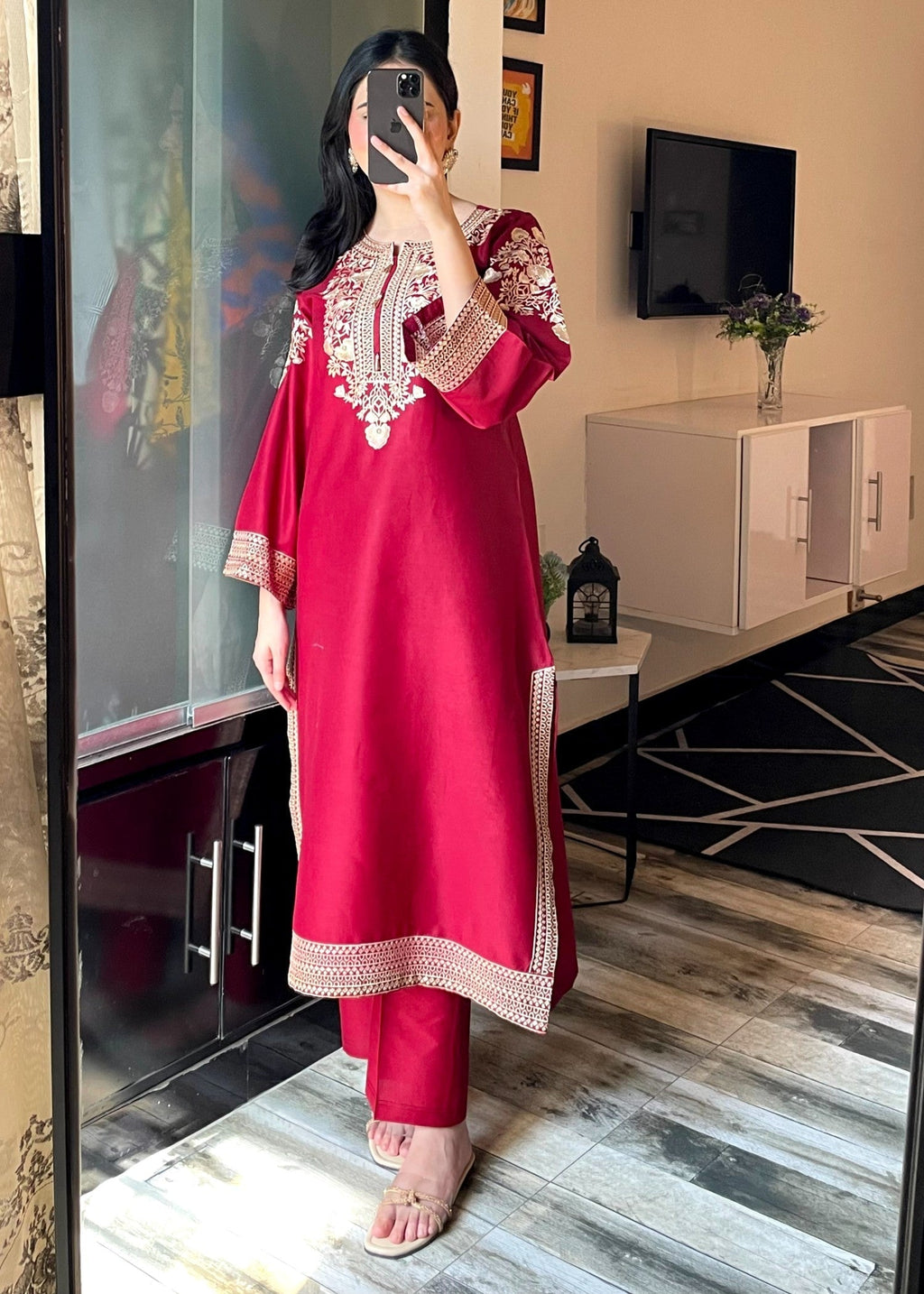 Tehzeeb Libas LAIBA MAROON ELEGANCE EMBROIDERED Women 2pcs