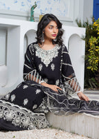 Pehnawa Fashion Bold Black chiffon Women 3pcs