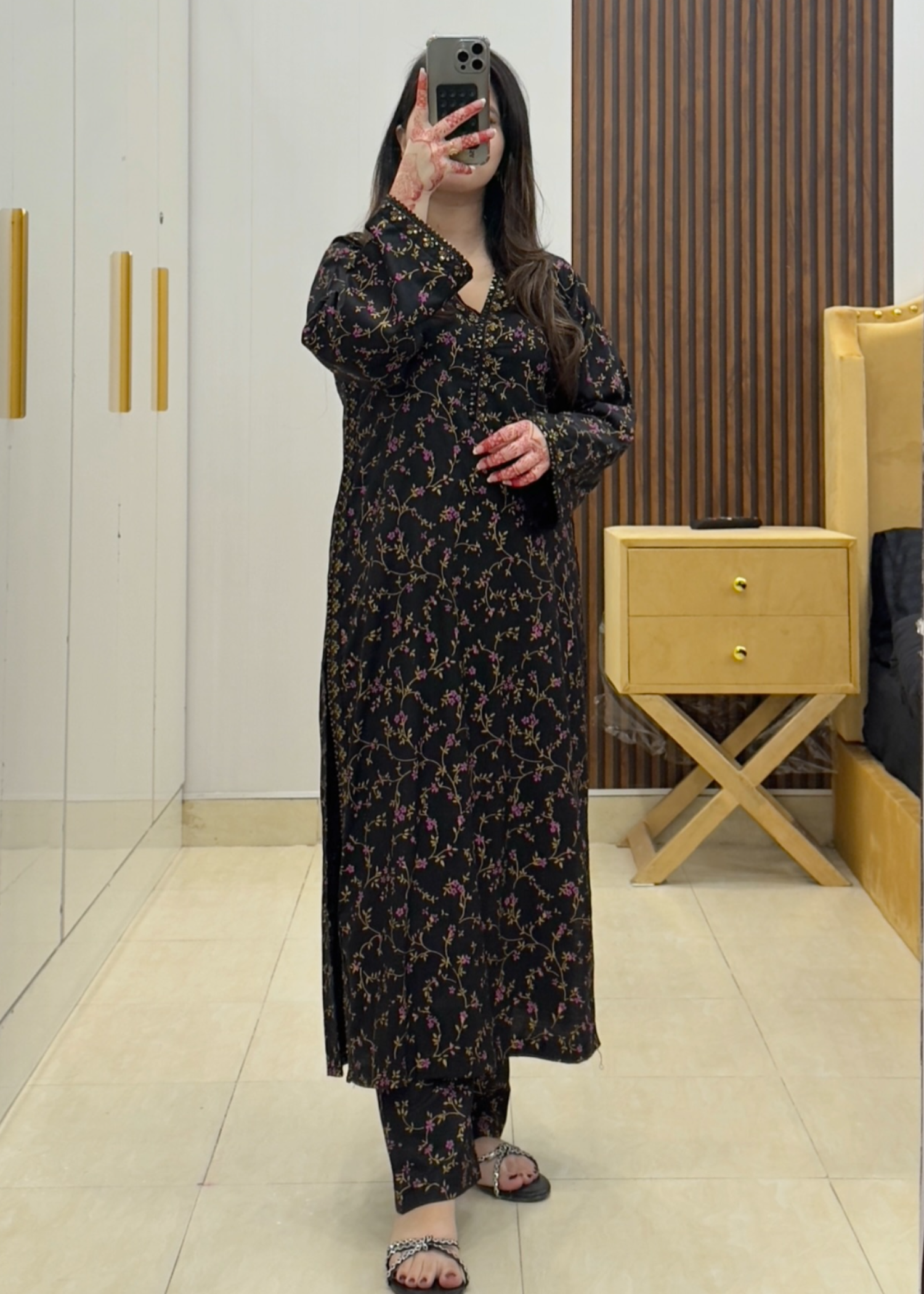 Tehzeeb Libas MULTI FLOWER GOLD EMBROIDERED Women 2pcs